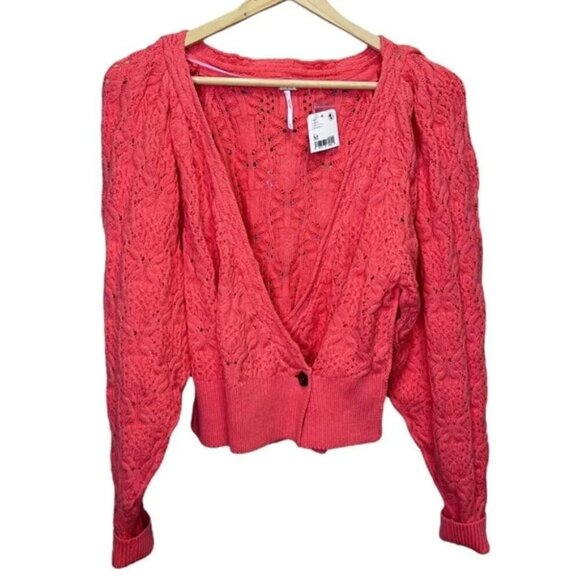 Free People Olive You Cotton Crossover Cardigan Size Medium NWT Brand New - Picture 4 of 10